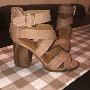 Brand new size 6 faux snakeskin sandal heels